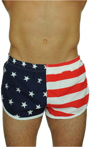 UZZI Men's American Flag Running Shorts