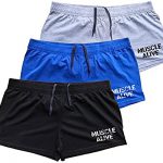 Muscle Alive Men's Bodybuilding Shorts 3 Inseam Cotton