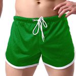 Ouber Men's Green Fitted Shorts for Running Workout & Bodybuilding