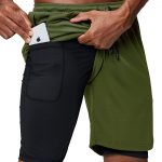 Pinkbomb Men's 2 in 1 Green Running Shorts