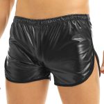iEFiEL Mens Loose Faux Leather Side Split Sport Shorts
