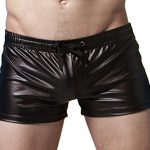 iYunyi Men's Imitation Leather Swim Trunk Boxer Shorts