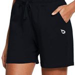BALEAF Women's 5 Inch Casual Jersey Cotton Shorts Lounge Yoga Pajama Walking Shorts with Pockets Activewear