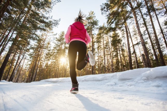 Woman Running in Winter