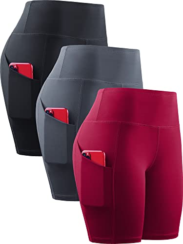 High Waisted Yoga Shorts 3 Pack with Pockets