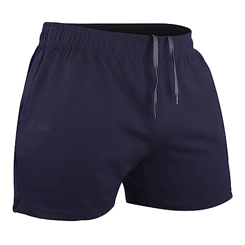 Muscle Alive Mens Workout Shorts Gym - Dark Blue, 5" Inseam, Size L