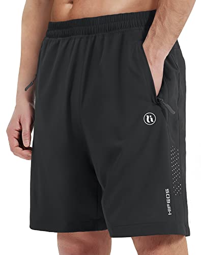 HIFEOS Men's Athletic Shorts - Lightweight, Comfortable, 3 Zippered Pockets