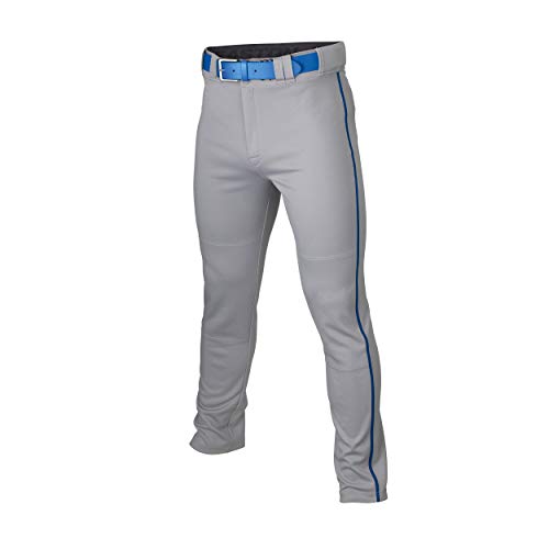 EASTON RIVAL+ Piped Baseball Pant - Modern Athletic Fit, Grey/Royal, Youth, Large