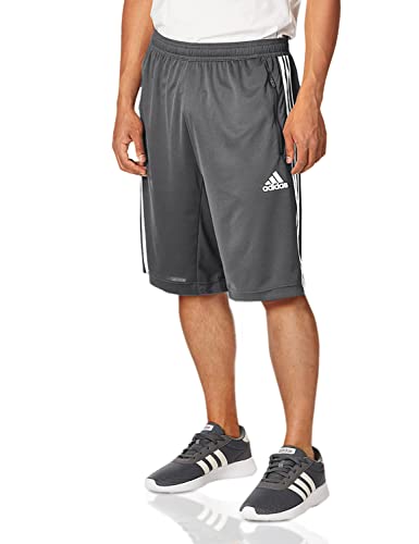 adidas Men's 3-Stripes Primeblue Shorts, Grey/White, Small