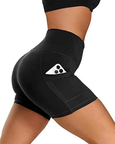 GAYHAY Biker Shorts with Pockets - High Waisted Tummy Control Soft Workout Shorts