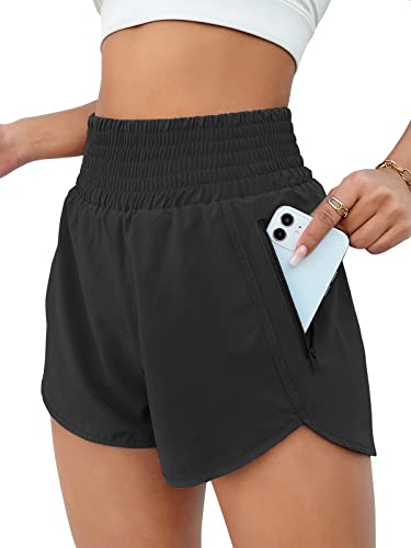 BMJL Women's Athletic Shorts High Waisted Black Running Shorts