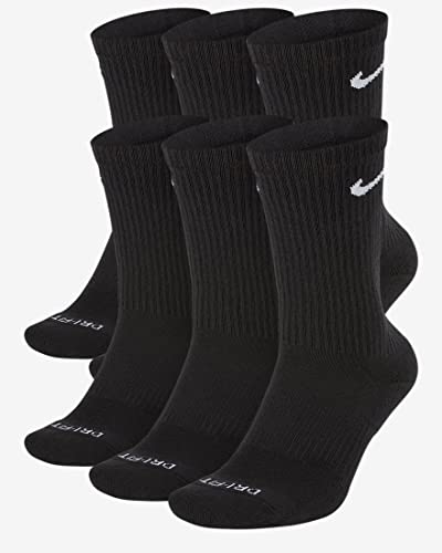 Nike Everyday Plus Crew Socks (Black, Large)