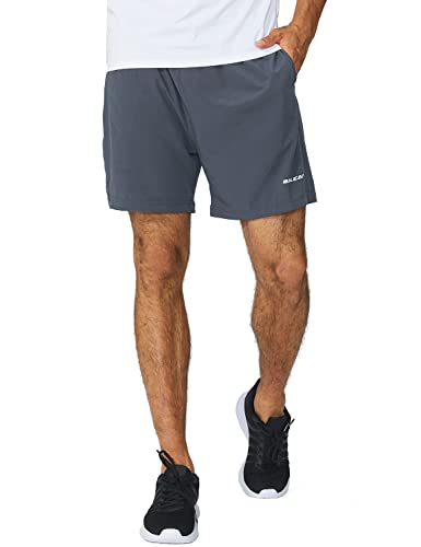 BALEAF Mens Running Shorts with Zipper Pocket, XX-Large, Gray