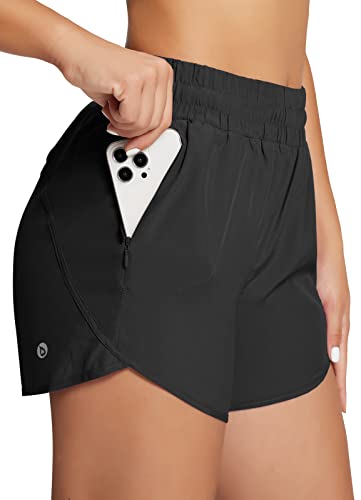 BALEAF Womens 4" Running Shorts with Zipper Pockets