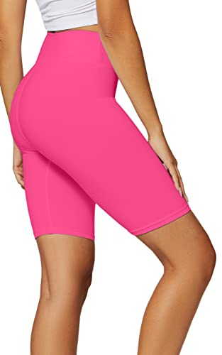 Fuchsia Pink High Waisted Biker Shorts for Women