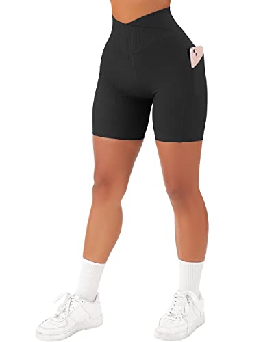 Cross Waist Workout Shorts with Pockets - SUUKSESS
