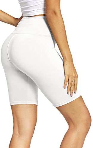 Premium White High Waisted Biker Shorts for Women