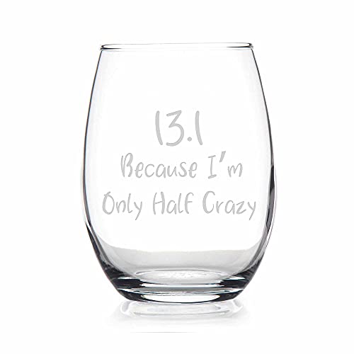 Half Crazy Runner Marathon Stemless Wine Glass