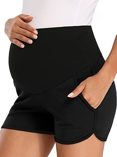 Maternity Shorts Over Belly Pregnancy Clothes with Pockets