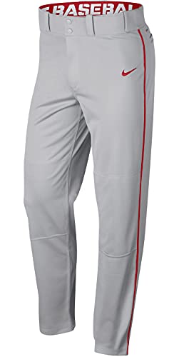 Nike Men's Swoosh Baseball Pants (Grey/Red, X-Large)