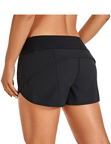 CRZ YOGA Women's Running Shorts with Mesh Liner and Zip Pocket