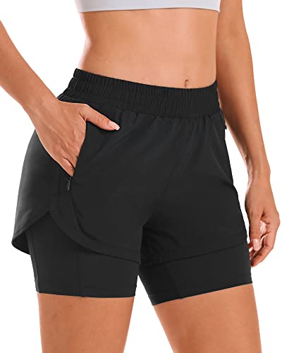 Stelle Women Running Shorts with Liner Zipper Pockets