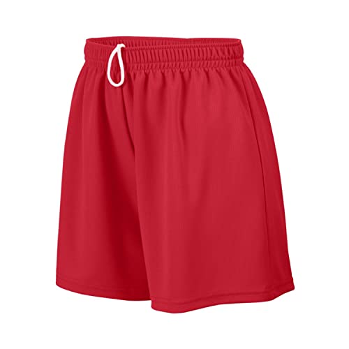 Augusta Women's Wicking Mesh Shorts, Red