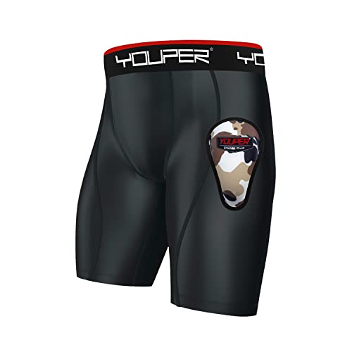 Youper Boys Athletic Supporter - Compression Shorts with Soft Protective Cup