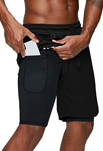 Quick Dry Gym Workout Mens Shorts with Phone Pocket