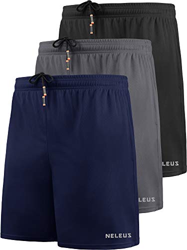 NELEUS Men's 7" Mesh Running Shorts - 3 Pack