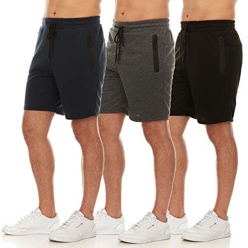 PURE CHAMP Mens Shorts 3 Pack Tech Fleece Gym Shorts