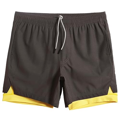 maamgic Mens Workout Shorts 2 in 1 Stretch 5 inch Inseam Gym Shorts