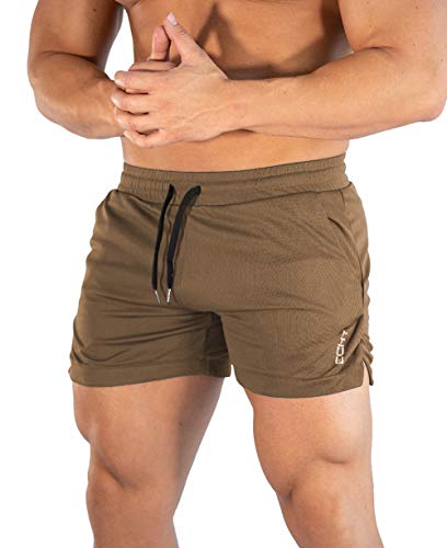 sandbank Men's 5" Gym Workout Short with Pockets Khaki