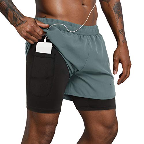 Lulucleaf Men's 2 in 1 Running Shorts with Liner