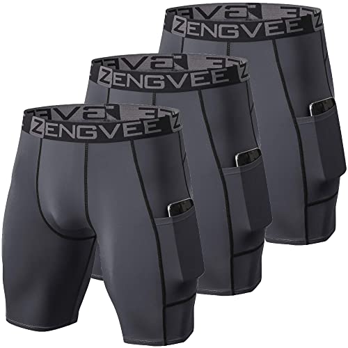 ZENGVEE Men's Compression Shorts with Pocket