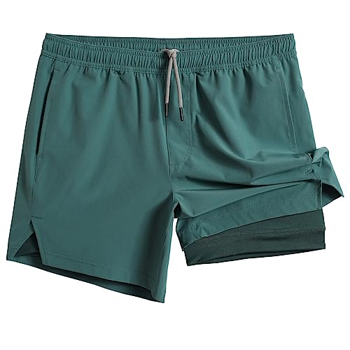 maamgic 2 in 1 Quick Dry Workout Athletic Shorts Ivy Green