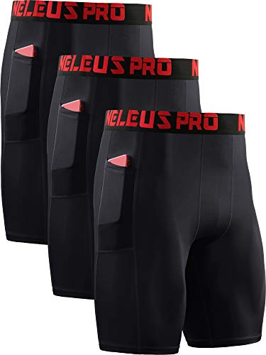 Men's Compression Shorts with Pockets 3 Pack