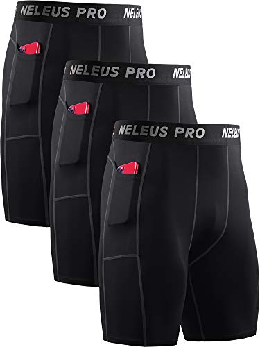 NELEUS Men's Compression Shorts - 3 Pack Dry Fit Running Shorts