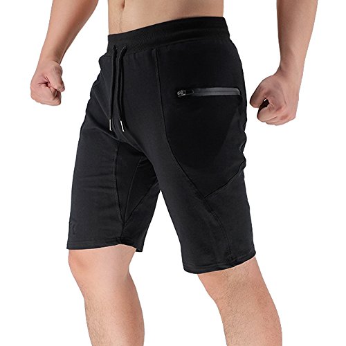 BROKIG Men's Sidelock Gym Shorts with Zipper Pockets