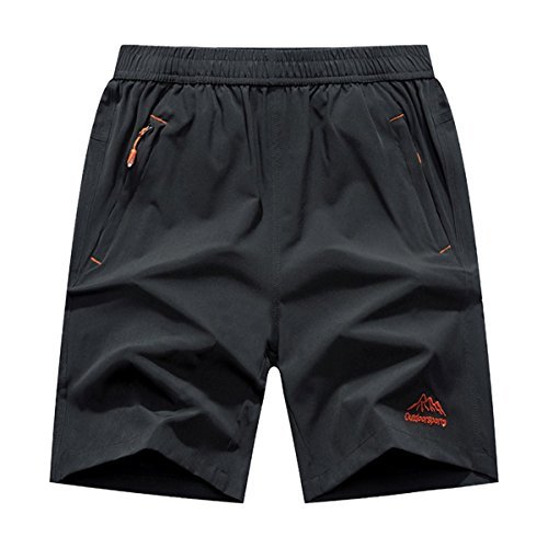 JINSHI Quick Dry Lightweight Sports Shorts with Zipper Pockets