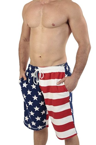 Patriotic American USA Flag Lightweight Fleece Shorts