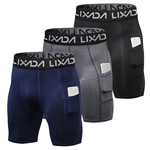 Lixada Men's Elastic Performance Sports Shorts - 3 Pack