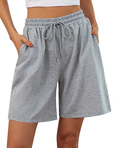 Quenteen Stretchy Gym Sweat Shorts for Women - Grey