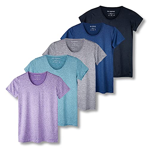 Women's Quick Dry Fit Dri Fit Active Wear Yoga Workout Athletic Tops - Set of 5