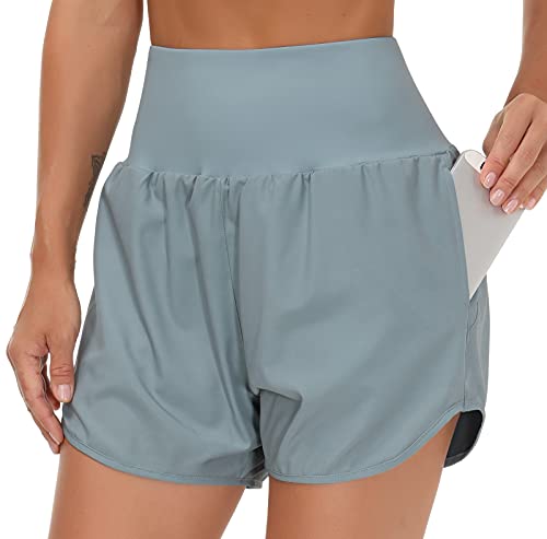 Women’s High Waist Running Shorts with Liner Athletic Hiking Workout Shorts
