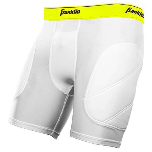 Franklin Sports Youth Sliding Shorts, White/Optic, Large