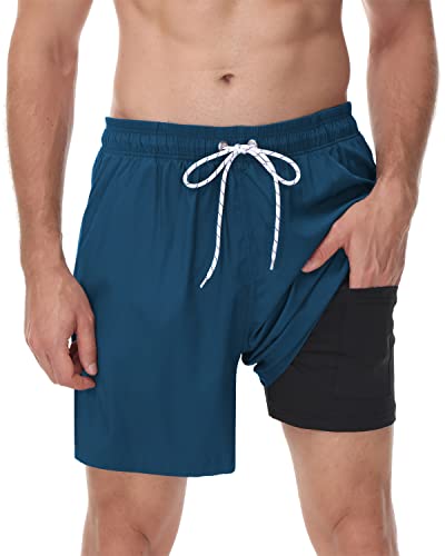 Swim Trunks with Compression Liner Swim Shorts