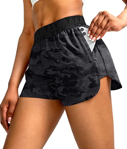 YYV Women's Running Shorts with Zipper Pockets