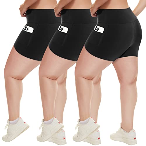 HLTPRO Plus Size Biker Shorts with Pockets for Women