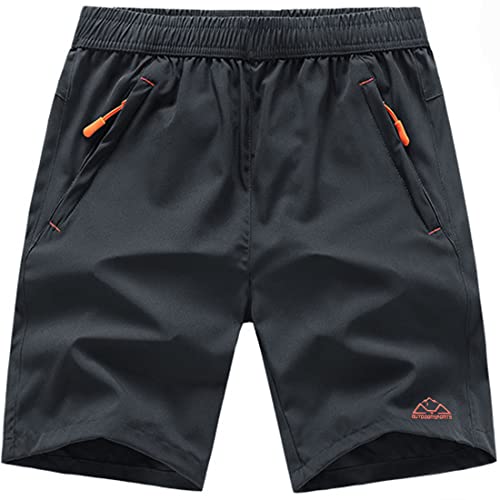 Men's Quick Dry Exercise Fitness Shorts with Zipper Pockets